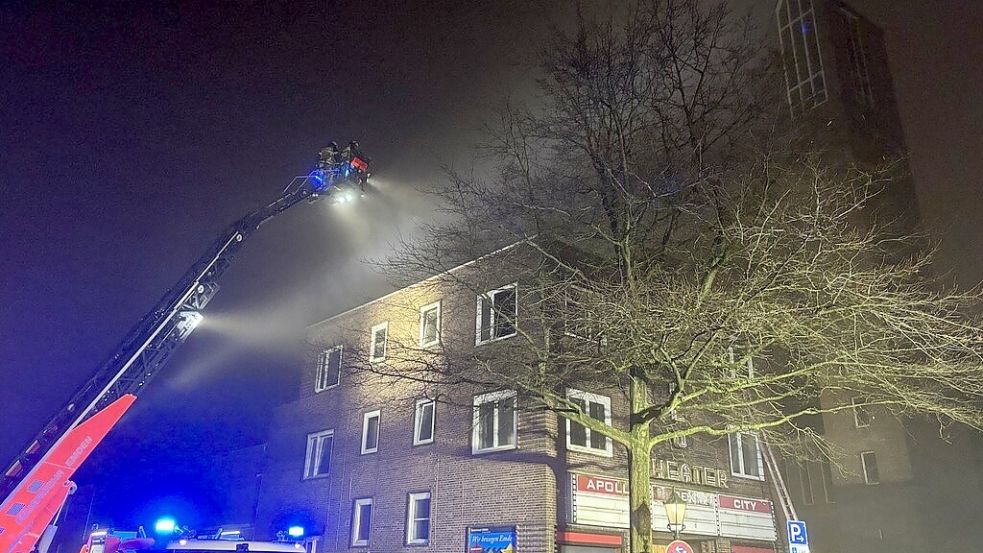 Am Abend des 27. Dezember 2024 war im Obergeschoss des leerstehenden Kinos ein Feuer ausgebrochen. Foto: Hanssen/Archiv