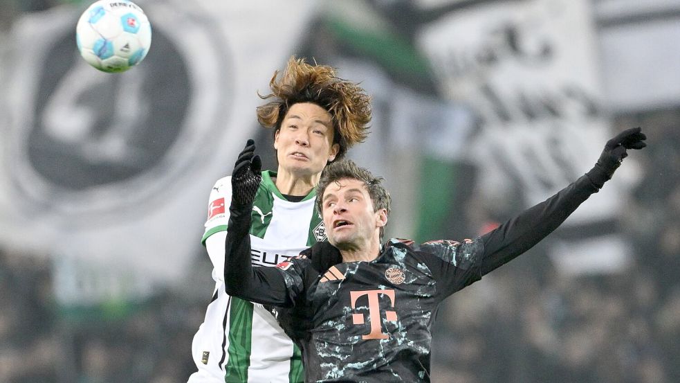 Thomas Müller spielte für den erkrankten Jamal Musiala. Foto: Federico Gambarini/dpa