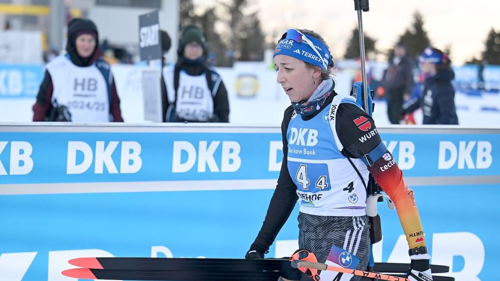 Bei den Rennen in Oberhof lief es für die Ex-Weltmeisterin nicht wie gewünscht. Foto: Martin Schutt/dpa