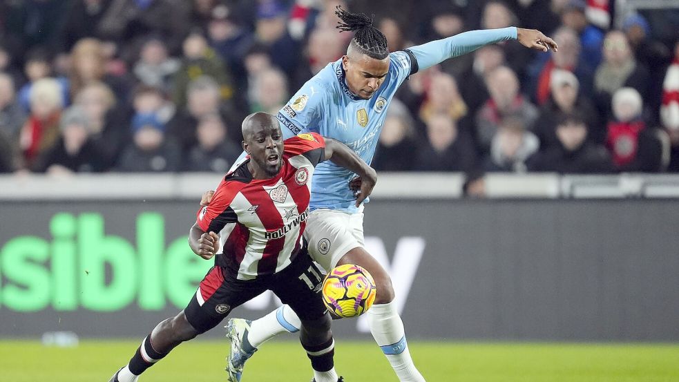 Manchester City kam beim FC Brentford nicht über ein 2:2 hinaus. Foto: Nick Potts/PA Wire/dpa