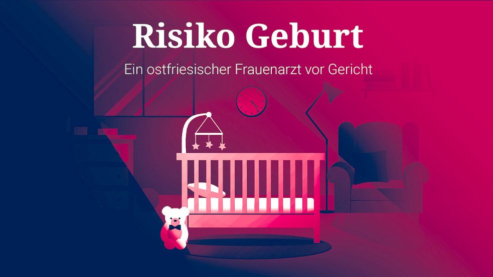 Eine neue Folge von „Risiko Geburt – Ein ostfriesischer Frauenarzt vor Gericht“ erscheint immer dienstags. Grafik: Malchus