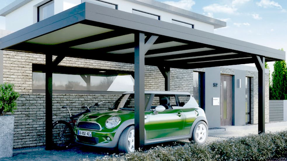 Auch Carports aus Aluminium hat das Rasteder Unternehmen im Programm.