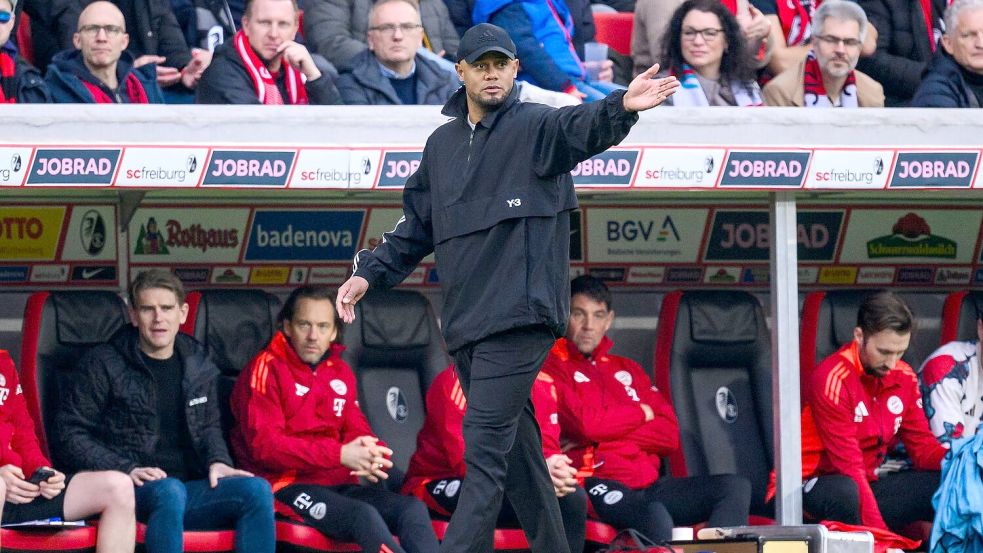 Bayern-Coach Vincent Kompany sah nicht das schönste Spiel seiner Elf, aber einen „schönen Sieg“. Foto: Tom Weller/dpa