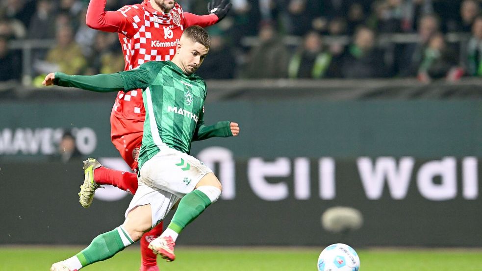 Werders Bester gegen Mainz 05: Romano Schmid. Foto: Carmen Jaspersen/dpa