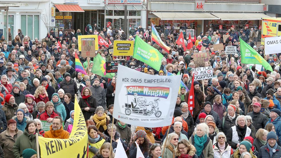 In Aurich wurde bereits am Freitag, 31. Januar 2025, für Vielfalt und gegen Diskriminierung demonstriert. An diesem Wochenende sind Demos in Norden, Emden, Leer und Wiesmoor. Foto: Banik/Archiv