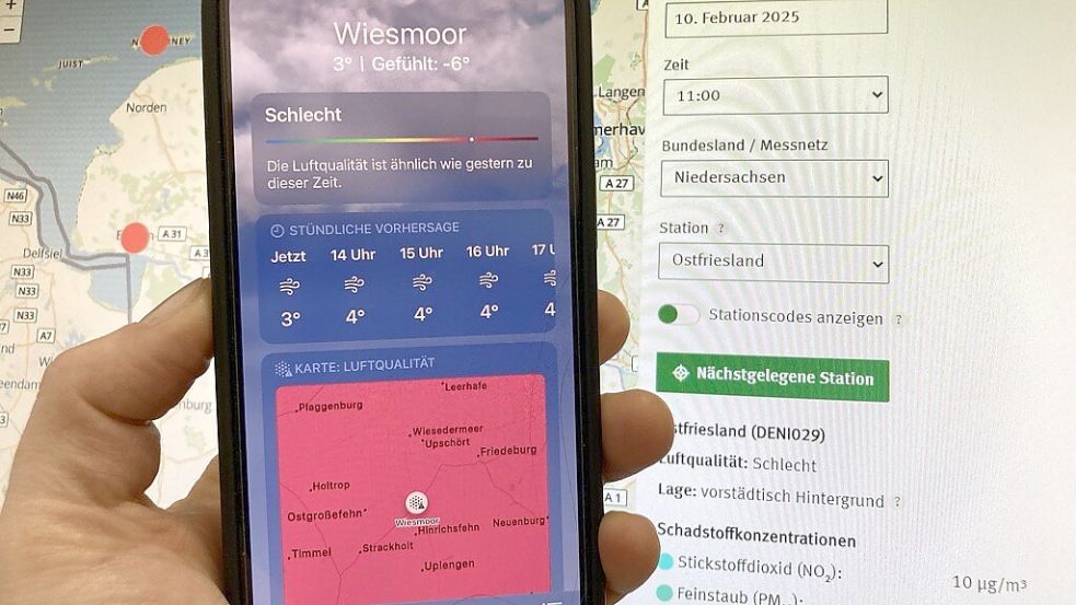 „Luftqualität: schlecht“. Das liest man selten in den Werten für Ostfriesland. Foto: Kubassa