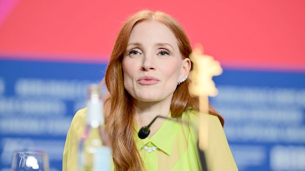 Jessica Chastain während der Pressekonferenz zum Wettbewerbsfilm „Dreams“. Foto: Sebastian Christoph Gollnow/dpa