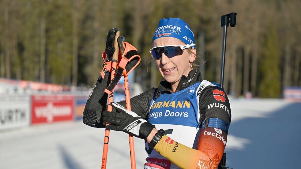 Im vierten Rennen erstmals ohne Medaile: Franziska Preuß. Foto: Martin Schutt/dpa