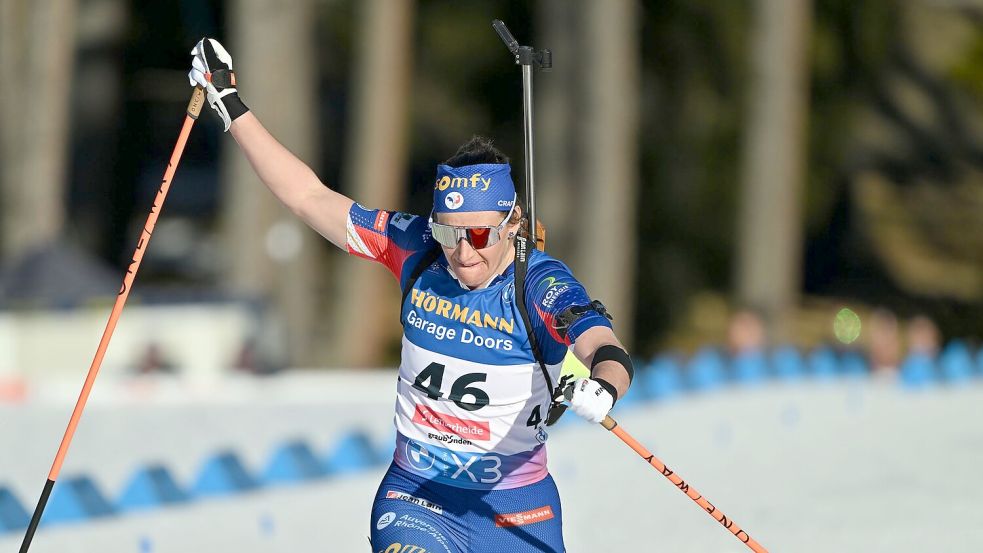 Julia Simon gewinnt Gold. Foto: Martin Schutt/dpa