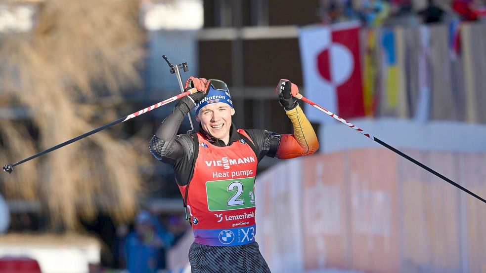 Verdienter Jubel nach einer harten Schlussrunde: Justus Strelow. Foto: Martin Schutt/dpa