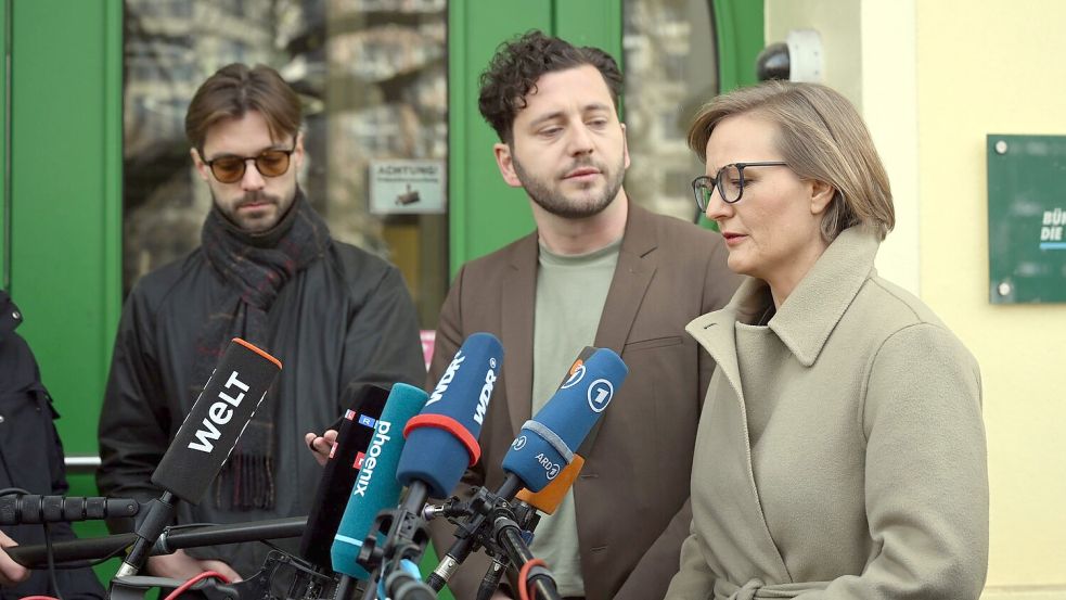 Felix Banaszak und Franziska Brantner wollen Co-Parteivorsitzende der Grünen bleiben. Foto: Federico Gambarini/dpa