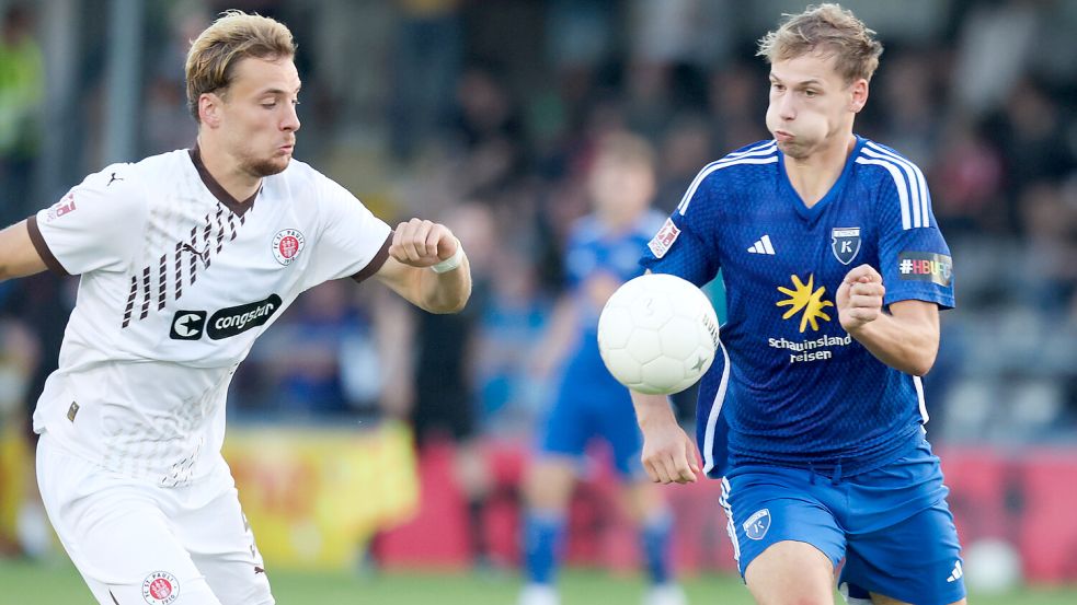 Dicke Backen machten David Schiller und die Emder Mitspieler Ende August nach der 0:1-Heimniederlage gegen den FC St. Pauli II. Foto: Doden/Emden