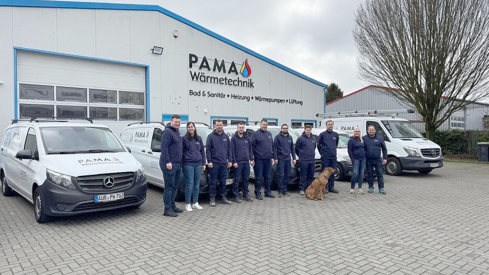 Das Team vom PAMA Wärmetechnik in Wiesmoor feiert sein fünfjähriges Bestehen mit einem Tag der offenene Tür. Fotos: Privat