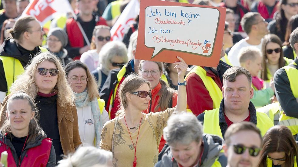 Frauen-Protest im Öffentlichen Dienst. Foto: Sebastian Kahnert/dpa