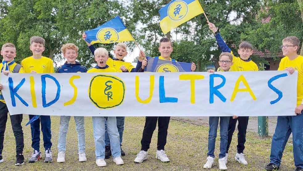 Die „SCR Kids Ultras“ (hier beim Pokalfinale in Larrelt) sorgten am Freitag für tolle Stimmung. Foto: Privat