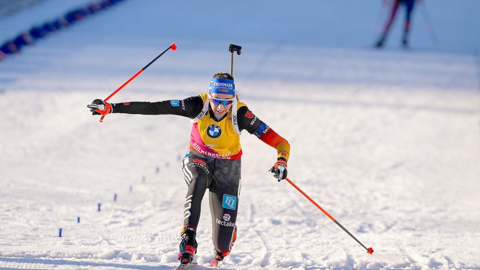 Franziska Preuß läuft zu ihrem dritten Saisonsieg. Foto: Javad Parsa/NTB Scanpix/AP/dpa